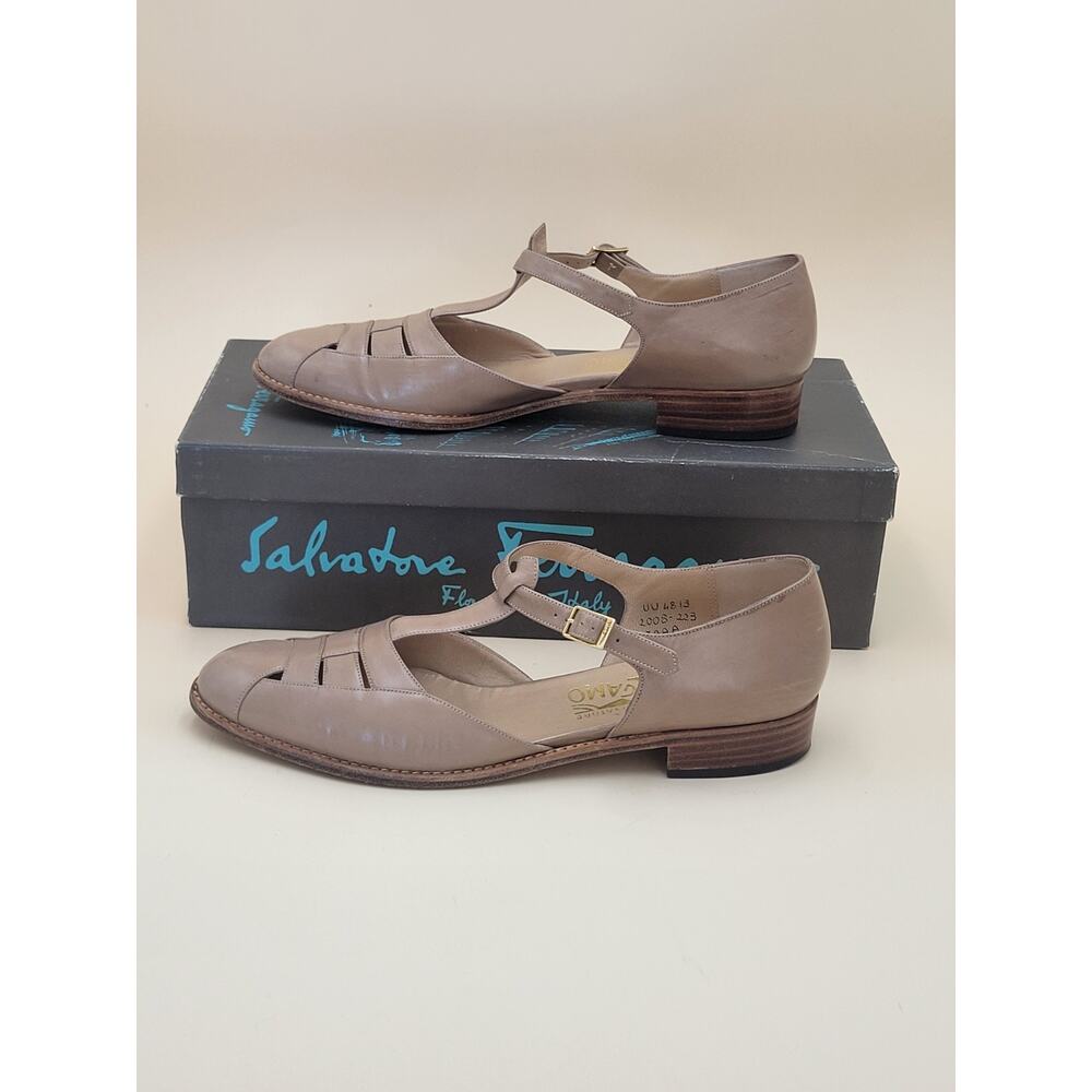 Salvatore Ferragamo Gadda Strappy heels Tan women's Sz 7 AAA VTG - Picture 6 of 10